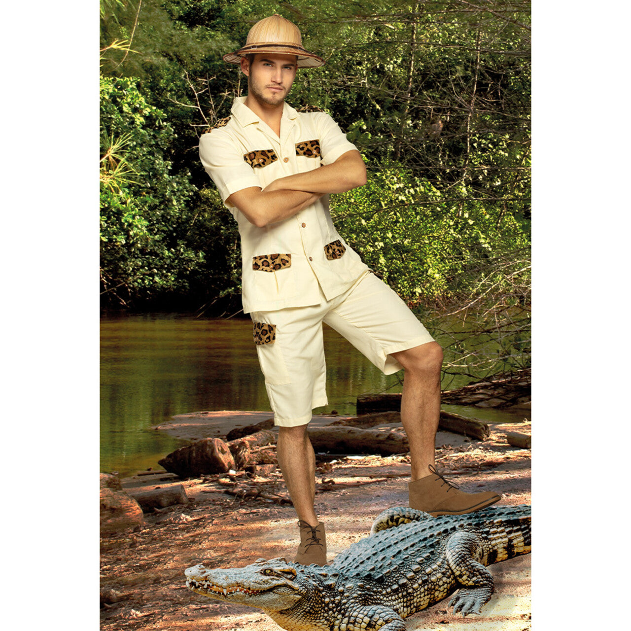 Op deze afbeelding zie je een Kostuums, van het merk Boland. Safariman Freek Wild Van Wild Kostuum