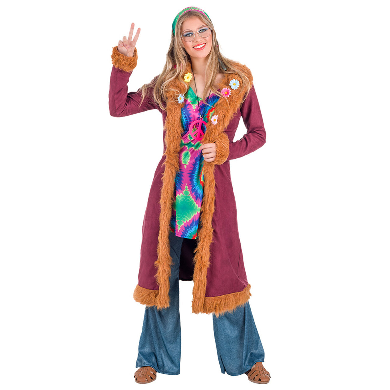 Op deze afbeelding zie je een Kostuums, van het merk Boland. Happy Hippie Hetty Vrouw Kostuum