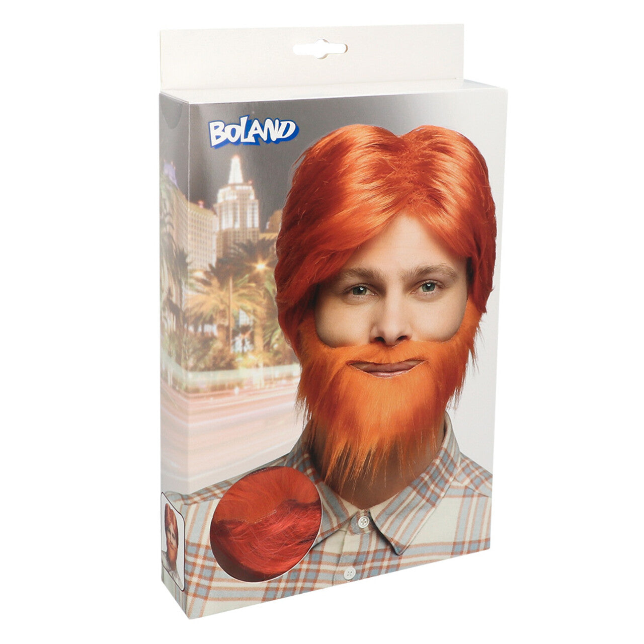 Op deze afbeelding zie je een Accessoires, van het merk Boland. Pruik Dude Oranje Met Baard