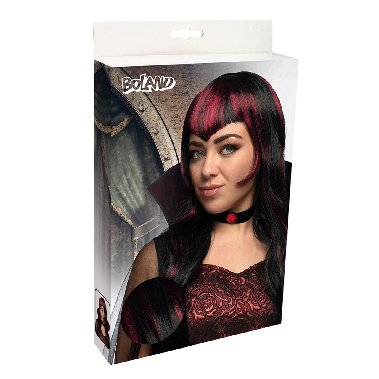 Op deze afbeelding zie je een Accessoires, van het merk Boland. Pruik Vampire Streaks