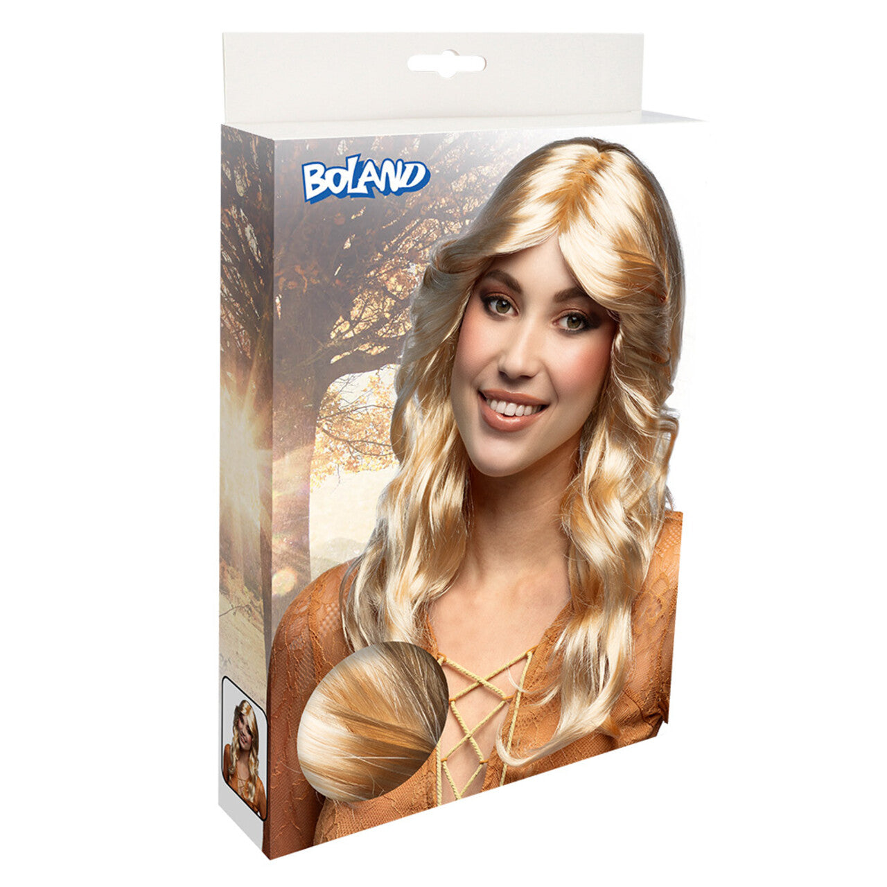 Op deze afbeelding zie je een Accessoires, van het merk Boland. Pruik 70s Blond Tina