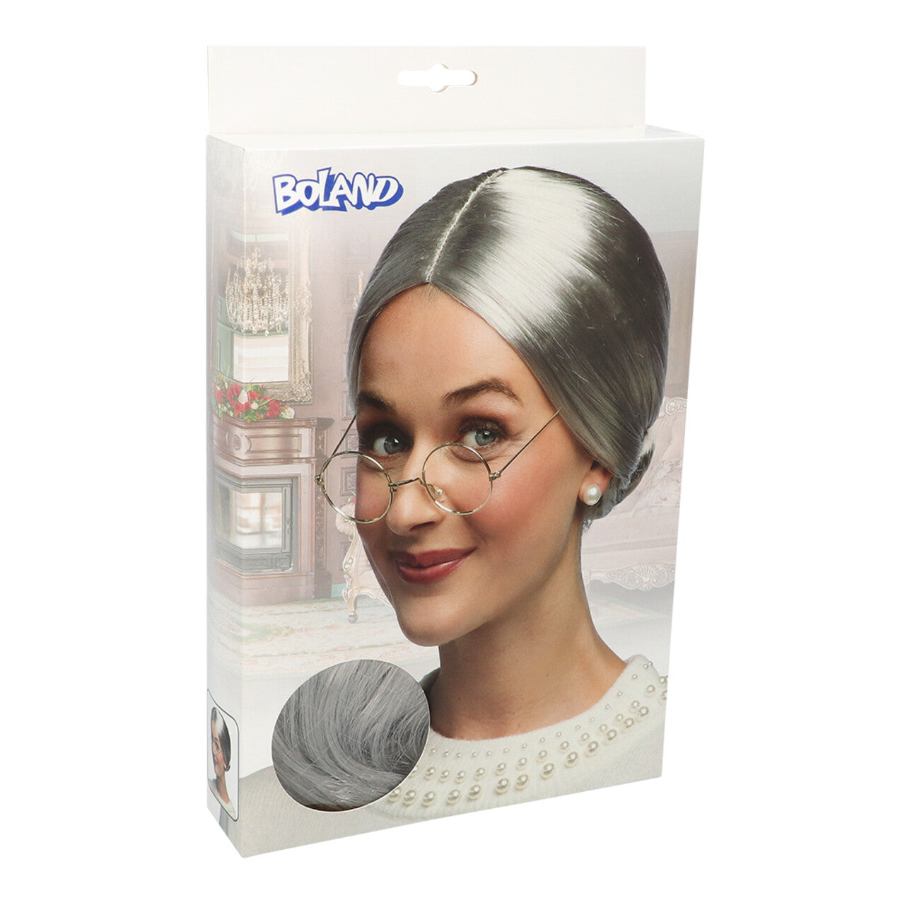 Op deze afbeelding zie je een Accessoires, van het merk Boland. Pruik Oma Lien