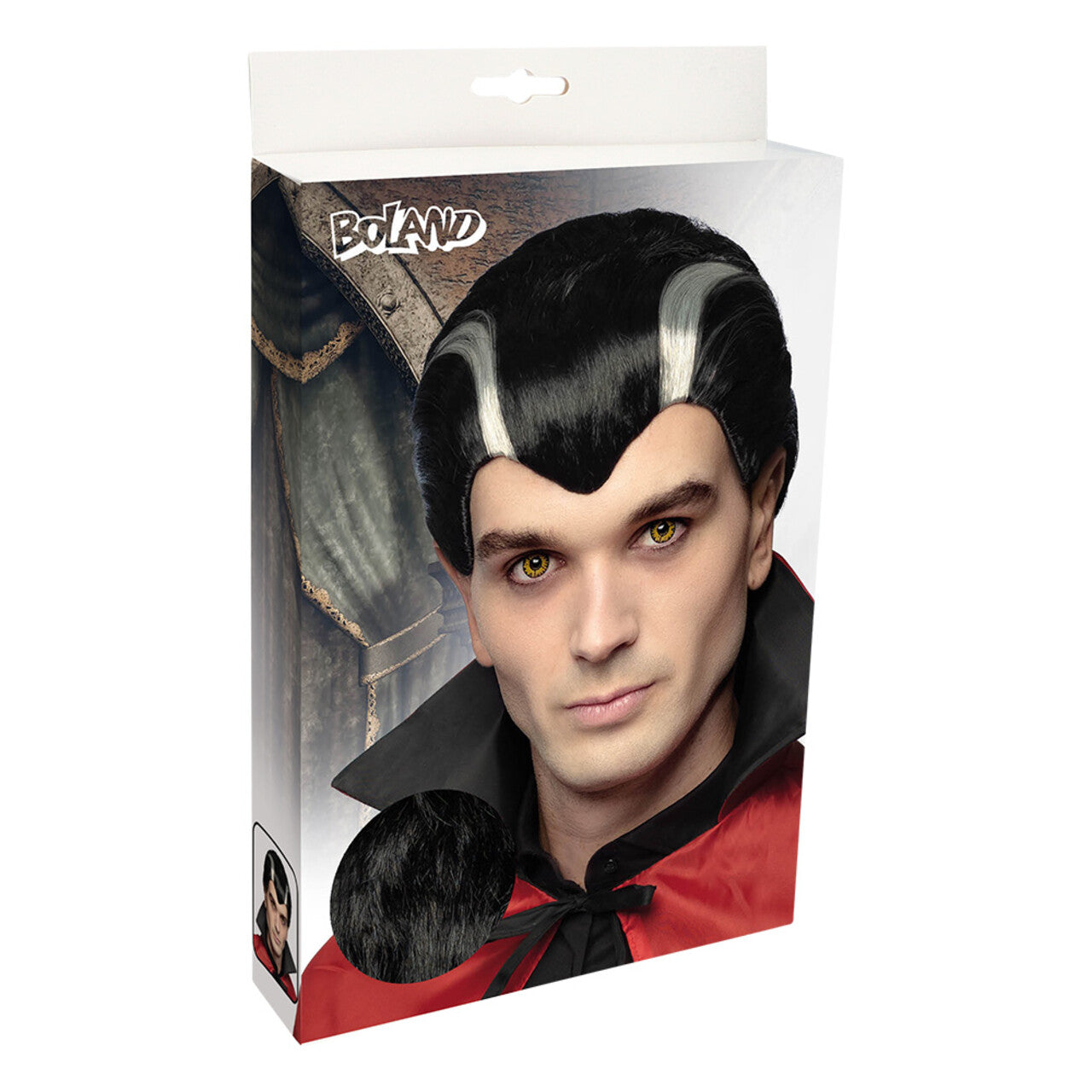 Op deze afbeelding zie je een Accessoires, van het merk Boland. Pruik Vampier Graaf Alexandru