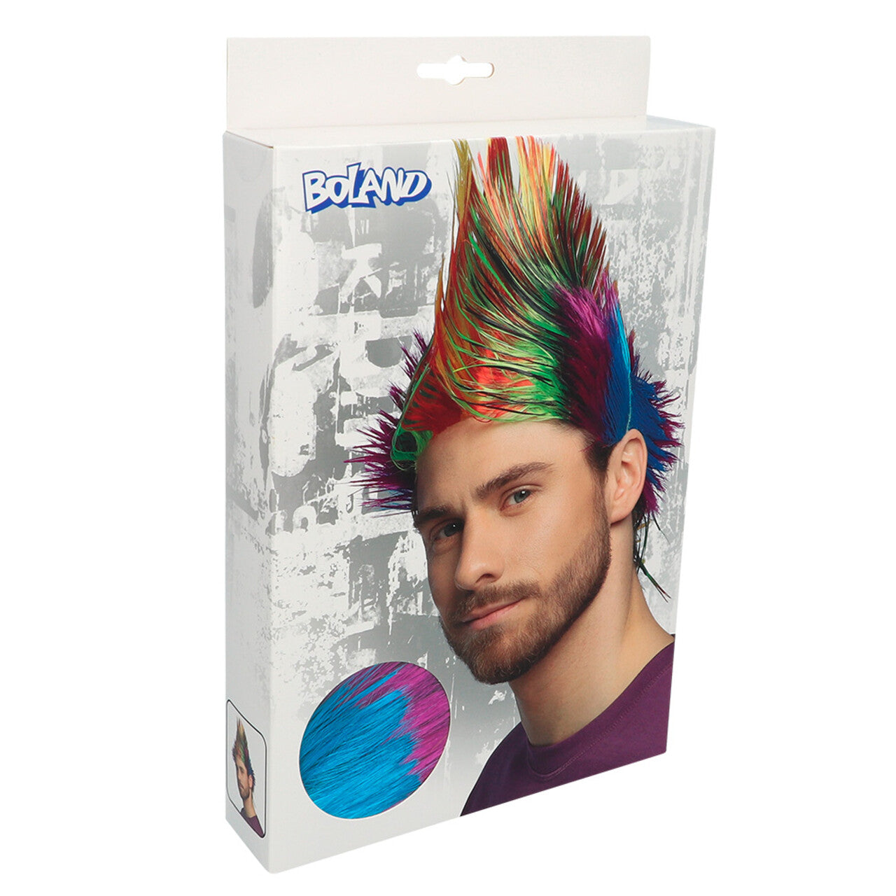 Op deze afbeelding zie je een Accessoires, van het merk Boland. Pruik Rainbow Spiky Mike
