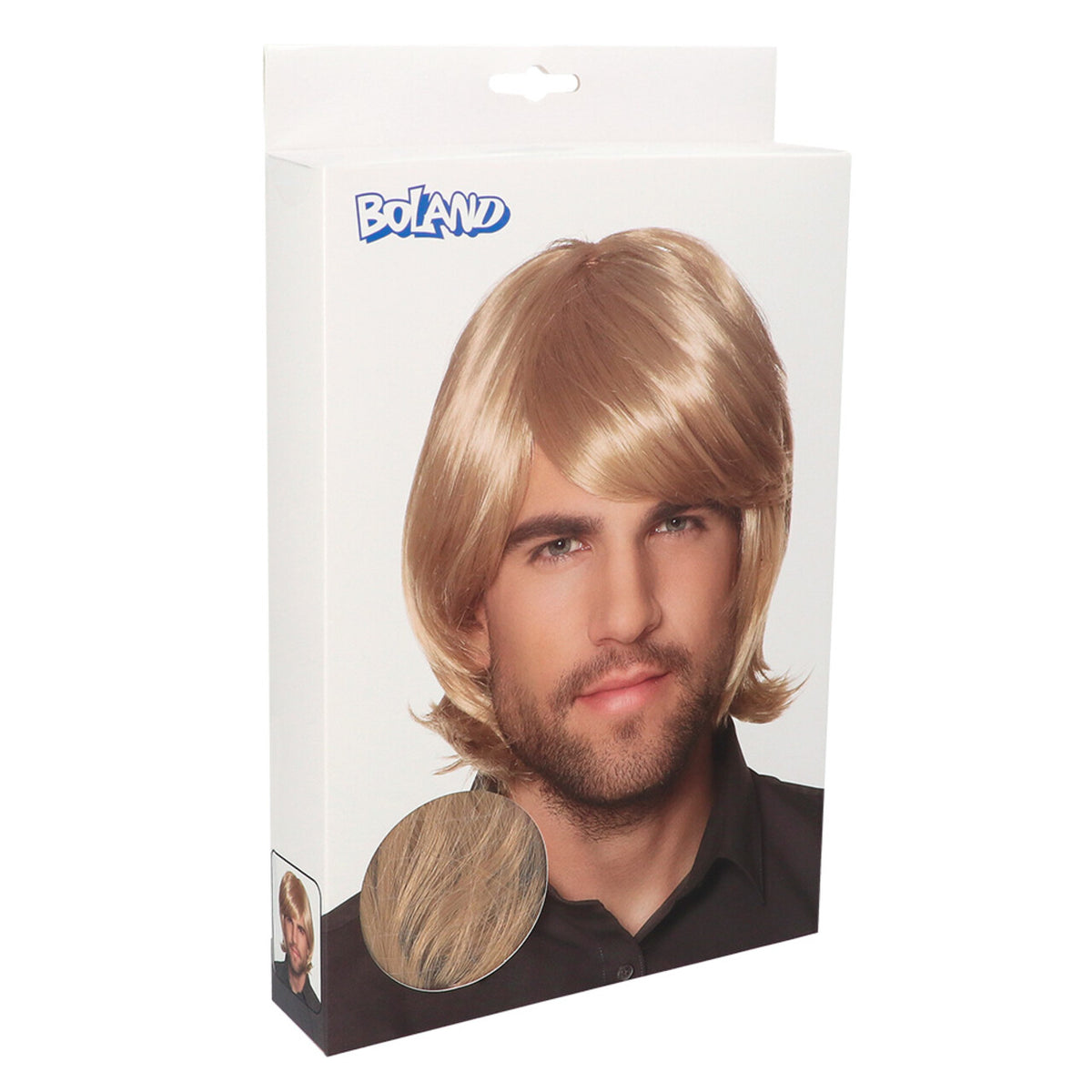 Op deze afbeelding zie je een Accessoires, van het merk Boland. Pruik Hank De Hunk Blond