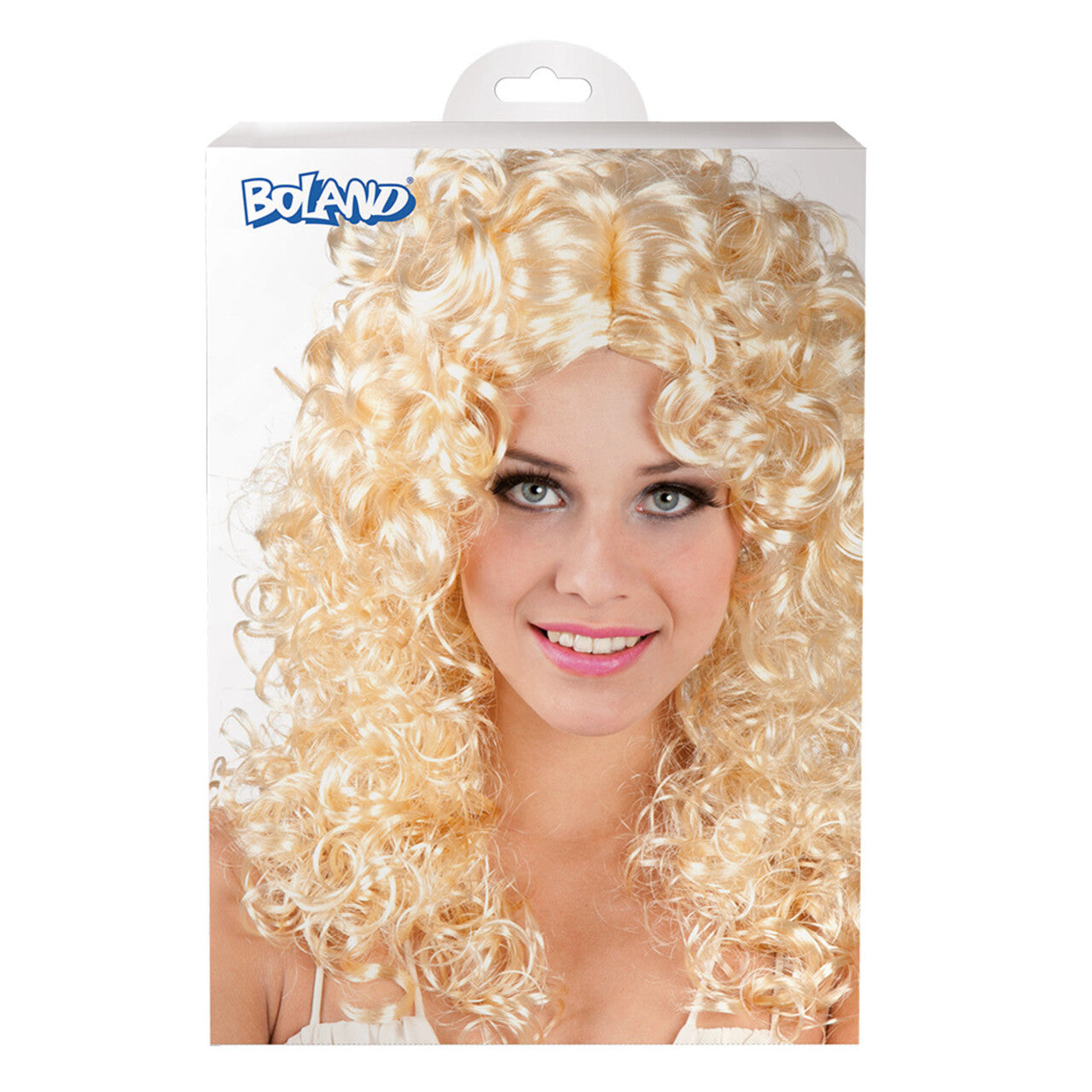 Op deze afbeelding zie je een Accessoires, van het merk Boland. Pruik Norah Culry Fun Hair Blond
