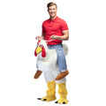 Chicken Jockey Op De Rug Van Een Kip Kostuum