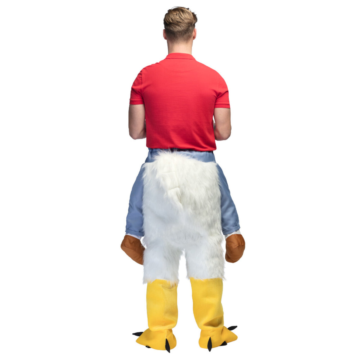 Op deze afbeelding zie je een Kostuums, van het merk Boland. Chicken Jockey Op De Rug Van Een Kip Kostuum