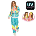 Trainingspak Retro Babe Neonblauw Vrouw Kostuum