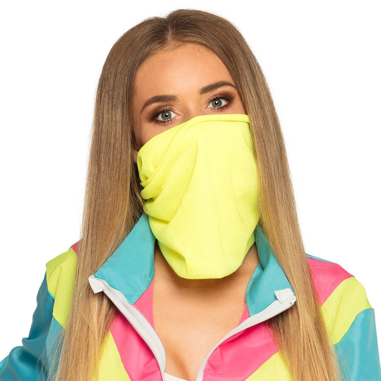 Op deze afbeelding zie je een Kostuums, van het merk Boland. Trainingspak Retro Babe Neonblauw Vrouw Kostuum