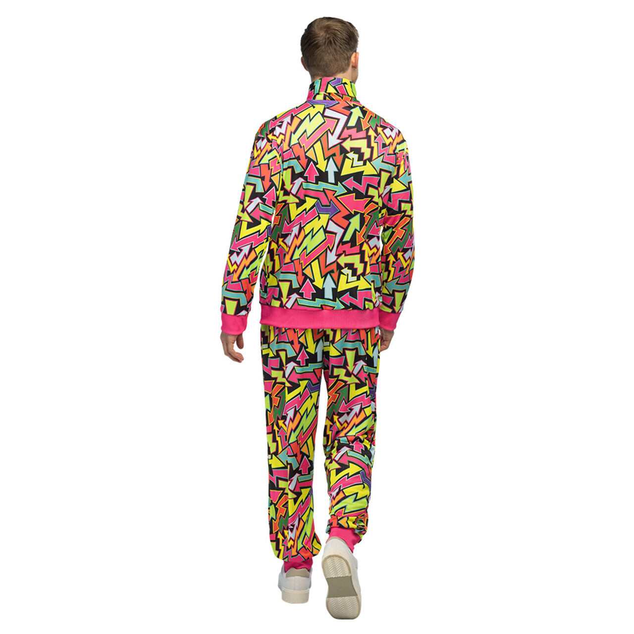 Op deze afbeelding zie je een Kostuums, van het merk Boland. Trainingspak 90s Street Artist Blacklight Man Kostuum