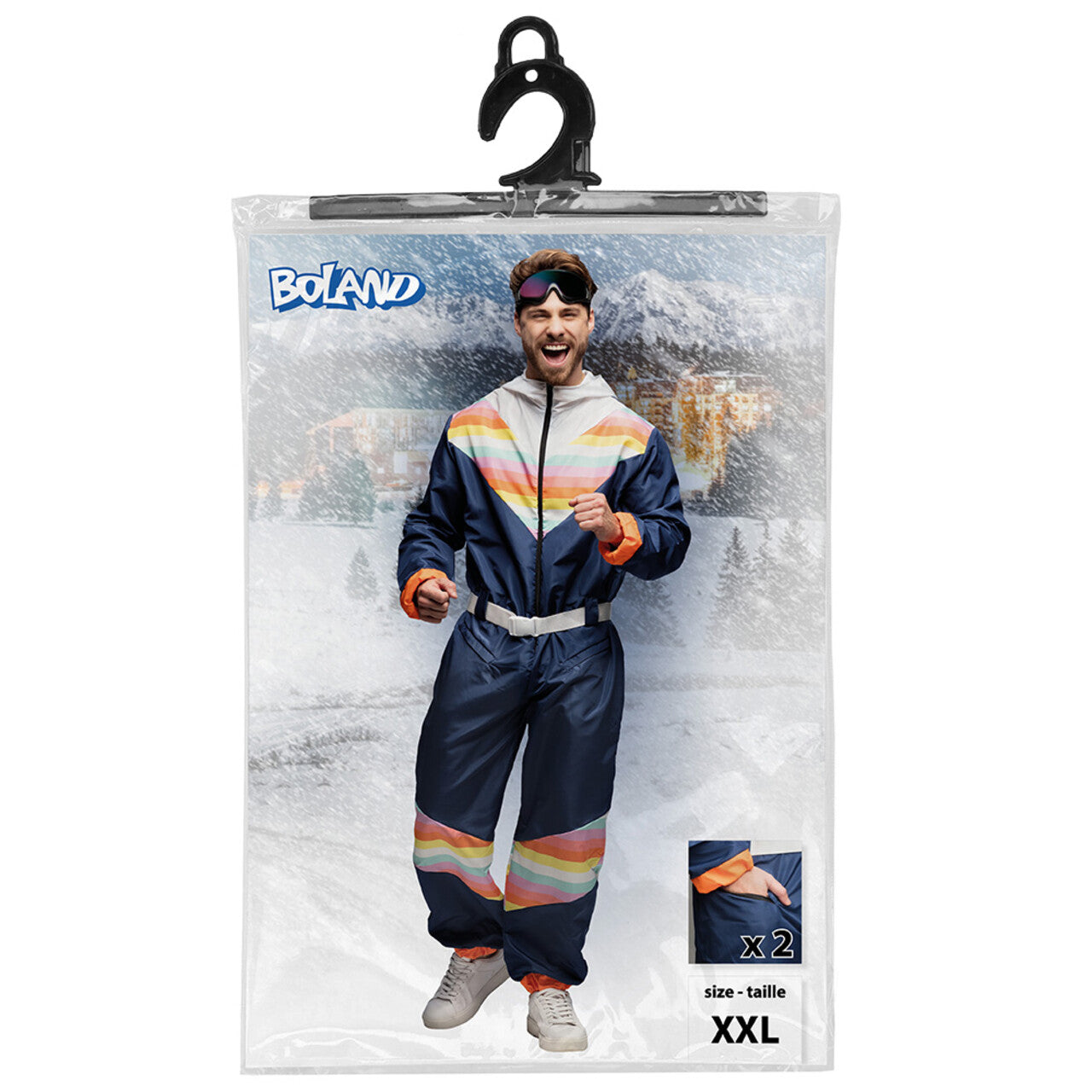 Op deze afbeelding zie je een Kostuums, van het merk Boland. Marine Blauw Skipak Helmut 80s Man Kostuum