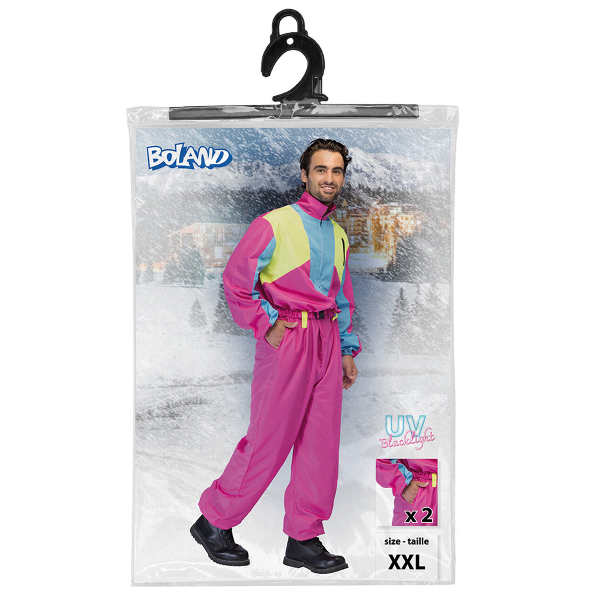 Op deze afbeelding zie je een Kostuums, van het merk Boland. Skipak Snow Glow Dude (S) Man Kostuum