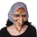 Masque Visage Latex Sorcière âgée Avec Capuche Noir Et Blanc