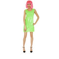 Robe à Paillettes Néon Disco Verte Costume