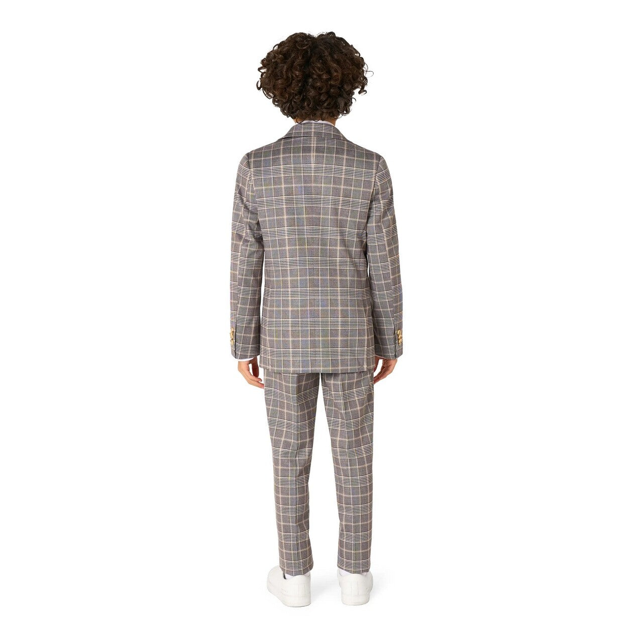 Op deze afbeelding zie je een Kostuums, van het merk Opposuits. Daily Checked Tan Jongen Kostuum