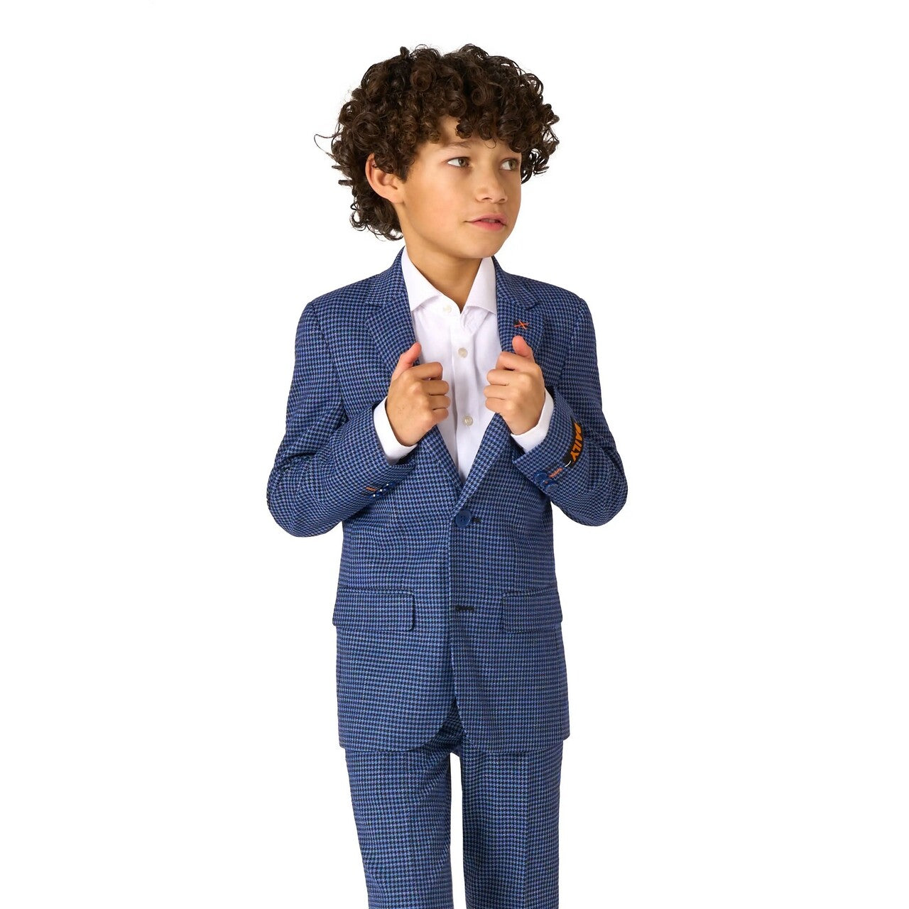 Op deze afbeelding zie je een Kostuums, van het merk Opposuits. Daily Checked Navy Jongen Kostuum