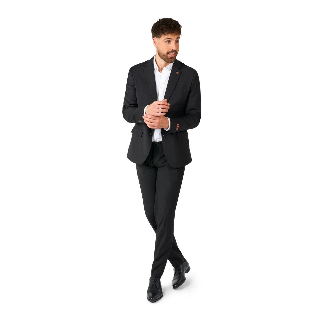 Op deze afbeelding zie je een Kostuums, van het merk Opposuits. Strak In Een Zwart Net Pak Man