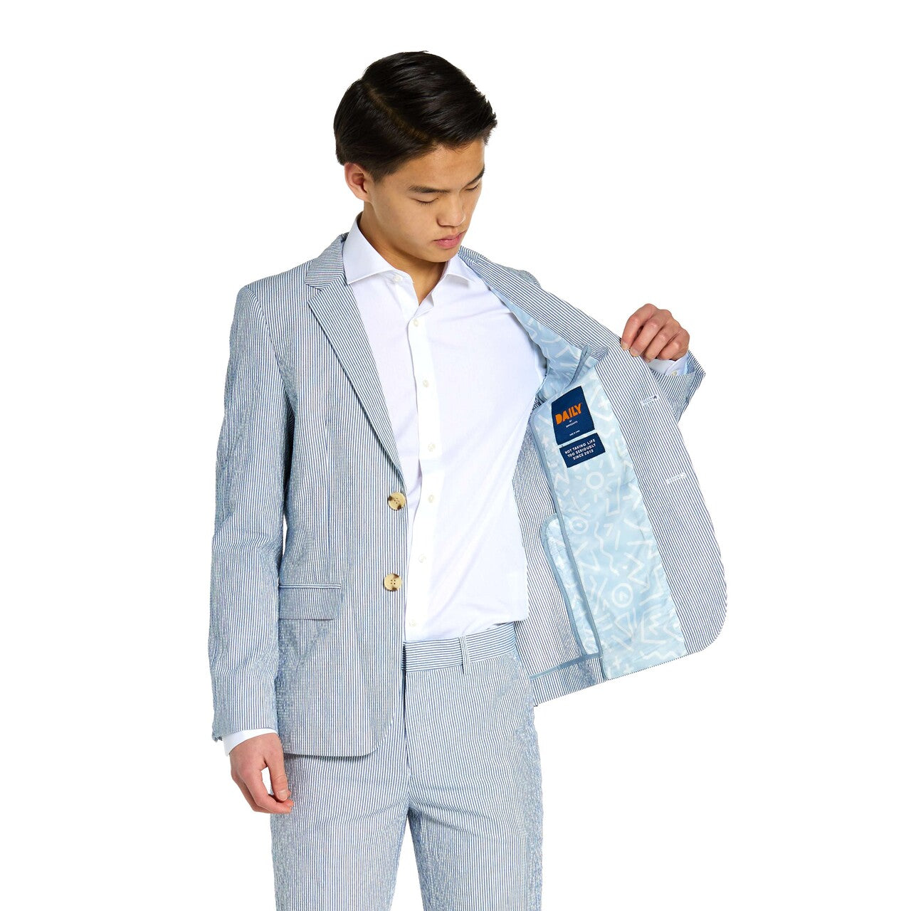 Op deze afbeelding zie je een Kostuums, van het merk Opposuits. Teen Boys Daily Seer Sucker Jongen Kostuum