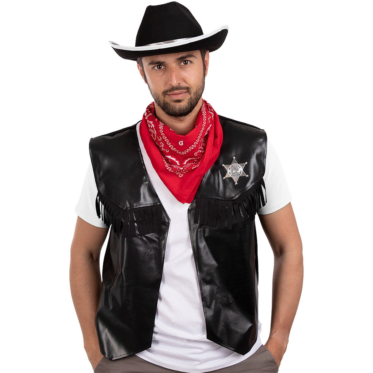 Op deze afbeelding zie je een Kostuums, van het merk Funidelia. Cowboy Billy Wonder Set Man