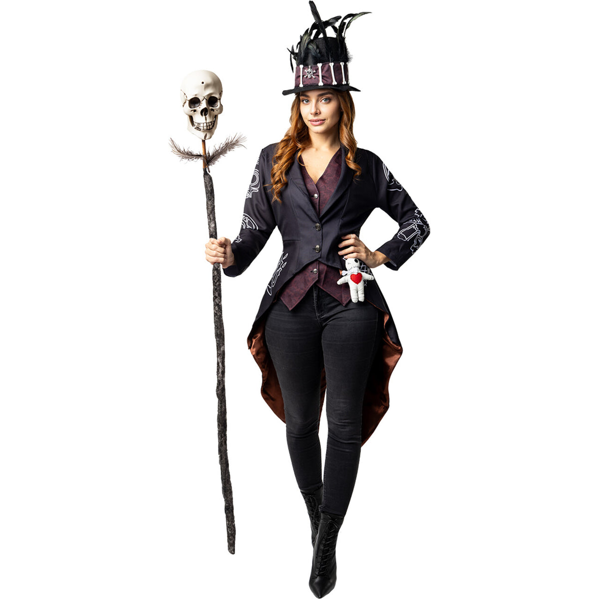 Op deze afbeelding zie je een Kostuums, van het merk Funidelia. Voodoo Skeleton Lady Vrouw Kostuum