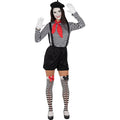 Zwart Wit Gestreepte Mime Clown Vrouw Kostuum