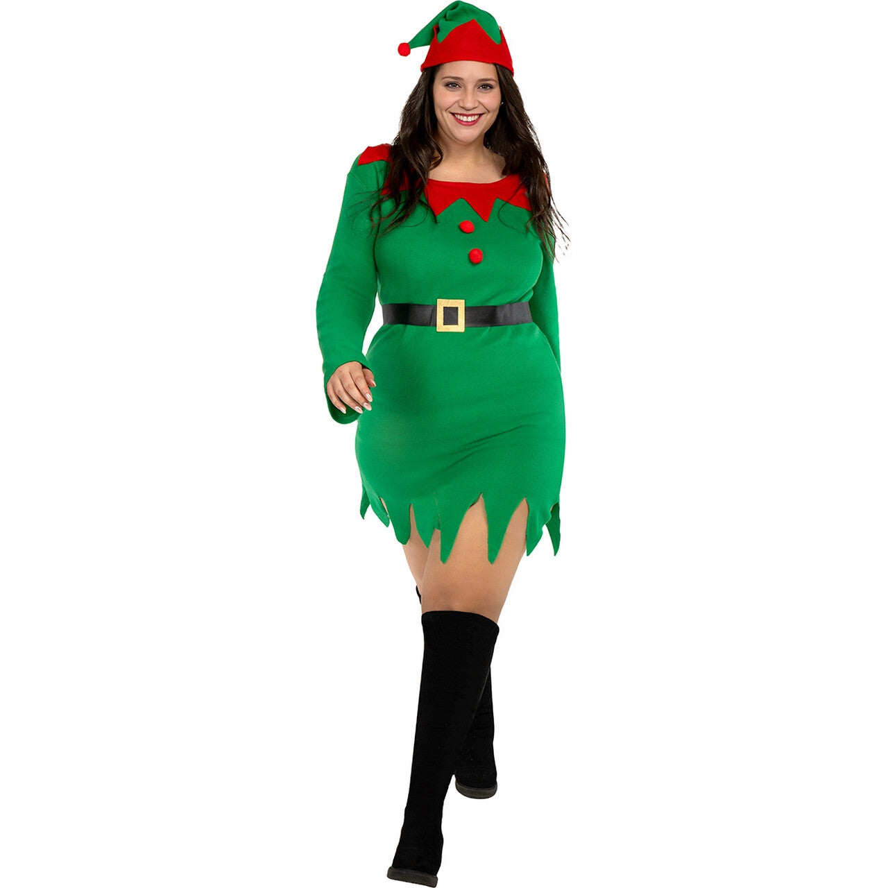 Op deze afbeelding zie je een Kostuums, van het merk Funidelia. Vrolijke Kerstelf Evi Vrouw Kostuum