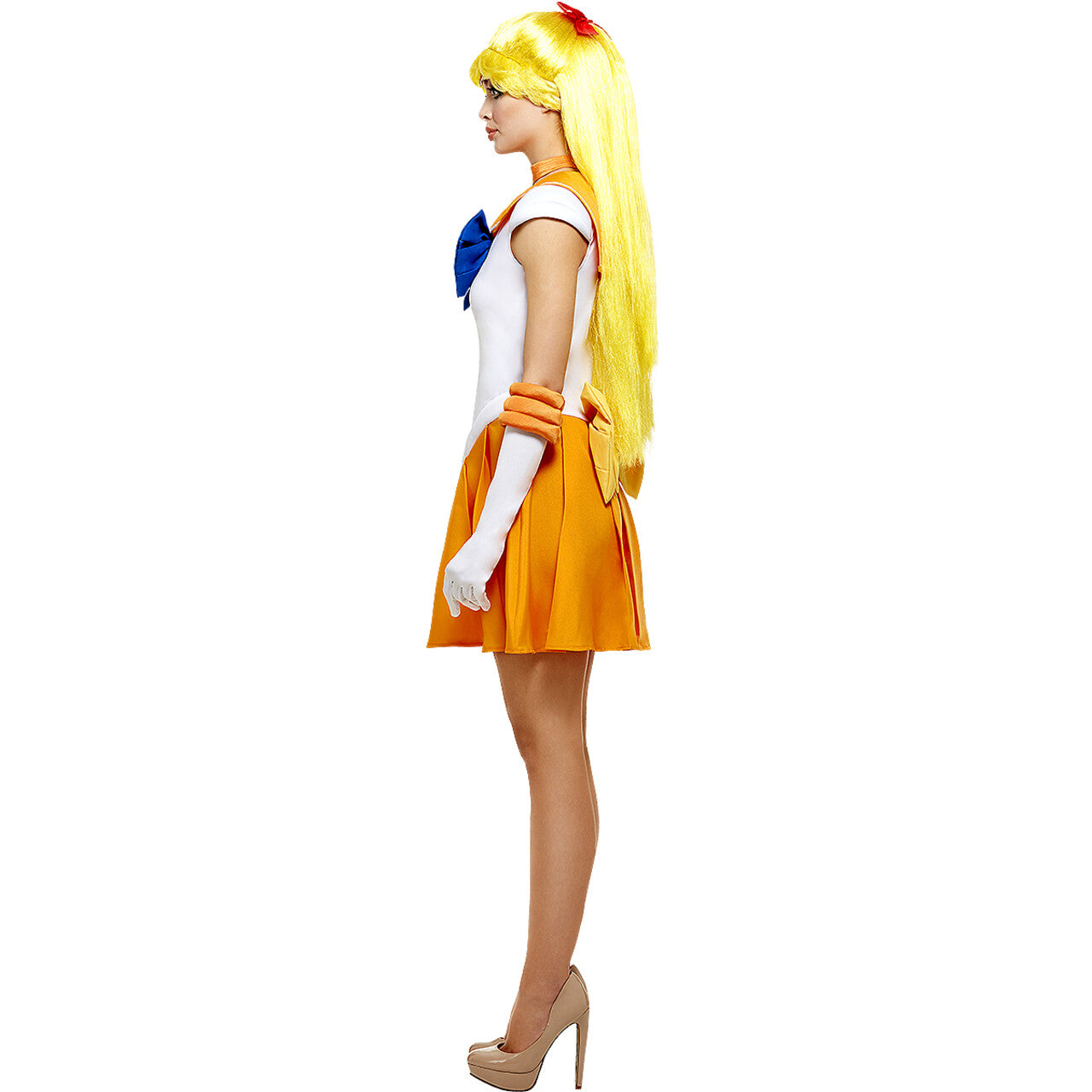 Op deze afbeelding zie je een Accessoires, van het merk Funidelia. Sailor Moon Pruik Geel Met Strik