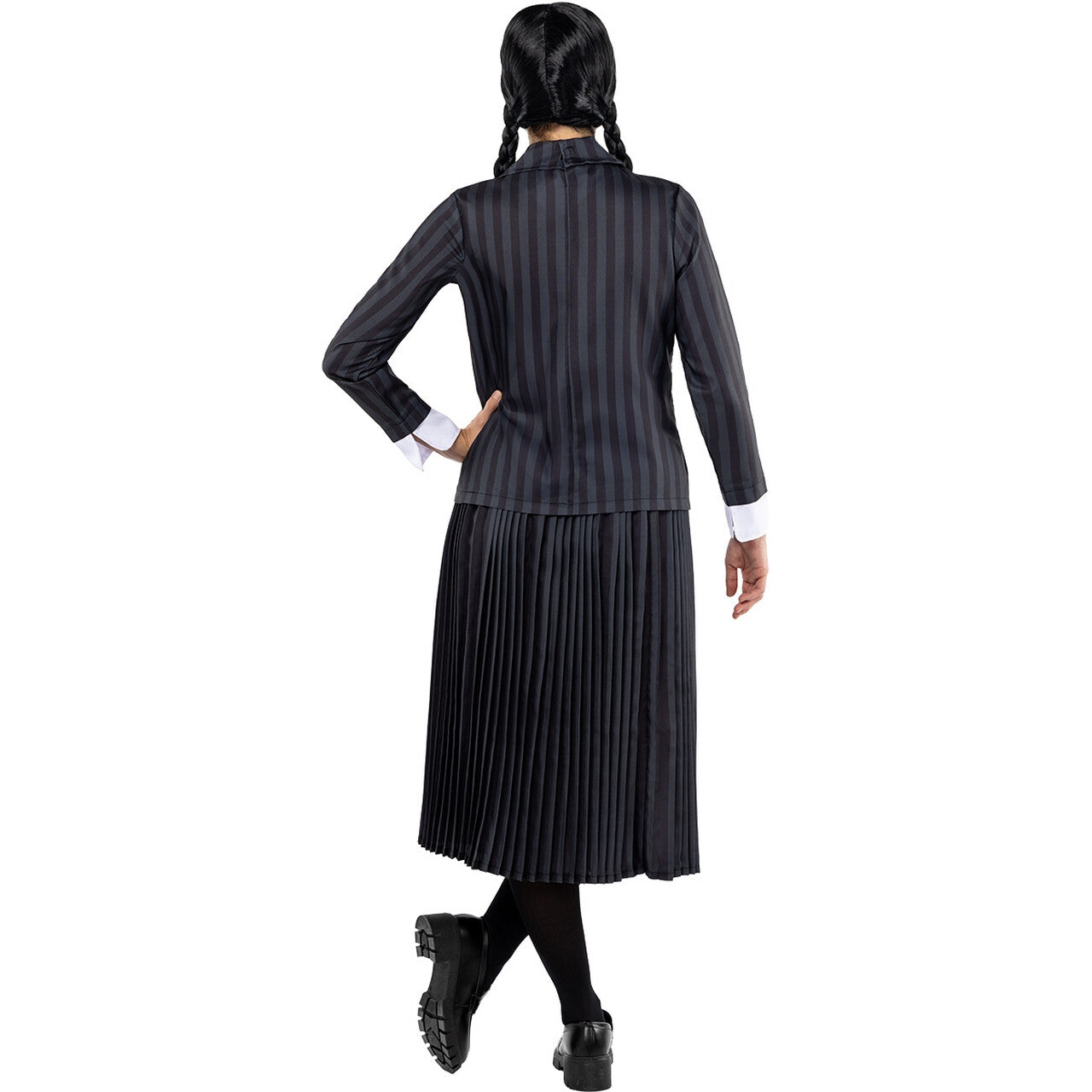 Op deze afbeelding zie je een Kostuums, van het merk Funidelia. Wednesday™ Addams Costume Uniform - Wednesday Vrouw Kostuum