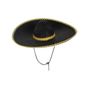 Op deze afbeelding zie je een Accessoires, van het merk Funidelia. Mariachi Hoed Zwart Met Gouden Rand