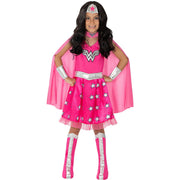 Op deze afbeelding zie je een Kostuums, van het merk Funidelia. Wonderlijke Roze Heldin Wonder Woman Meisje Kostuum