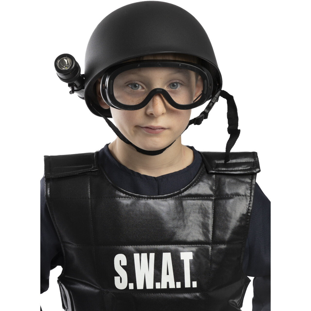 Op deze afbeelding zie je een Accessoires, van het merk Funidelia. Police Swat Helm Met Lamp En Bril