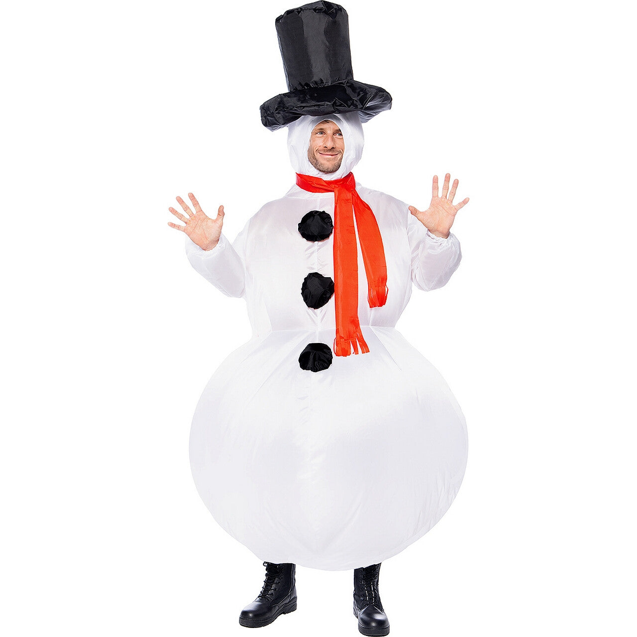 Op deze afbeelding zie je een Kostuums, van het merk Funidelia. Opblaasbare Sneeuwman Ollie Snowman Kostuum