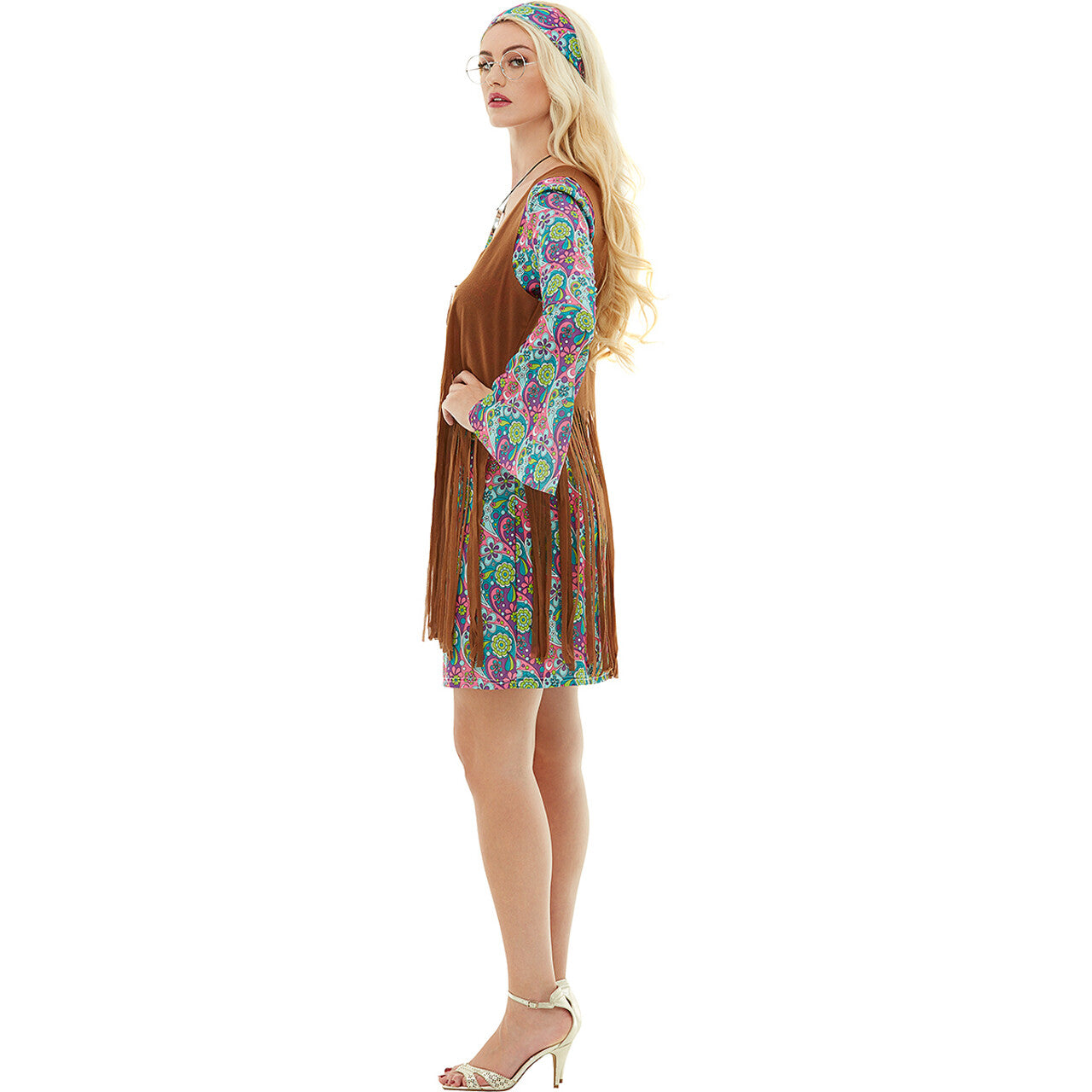 Op deze afbeelding zie je een Kostuums, van het merk Funidelia. Hippe Hippie Bloemenliefde Madelief Vrouw Kostuum