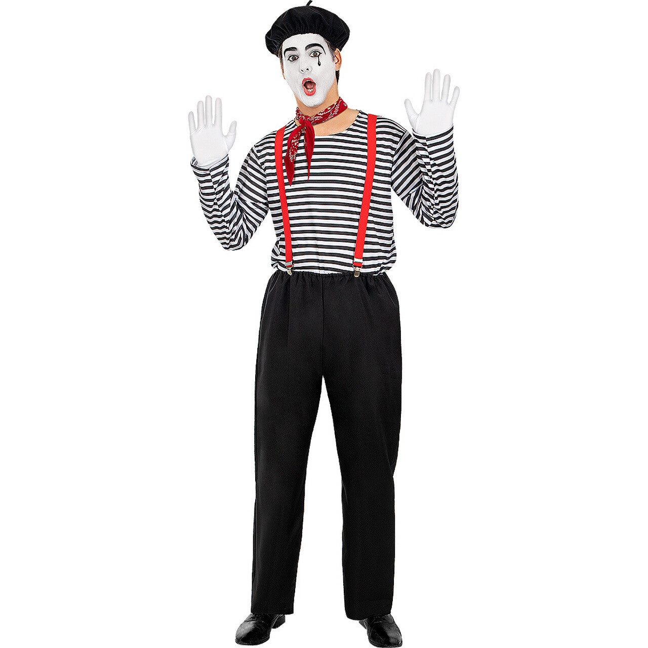 Op deze afbeelding zie je een Kostuums, van het merk Funidelia. Huilende Zwart Wit Mime Clown Man Kostuum