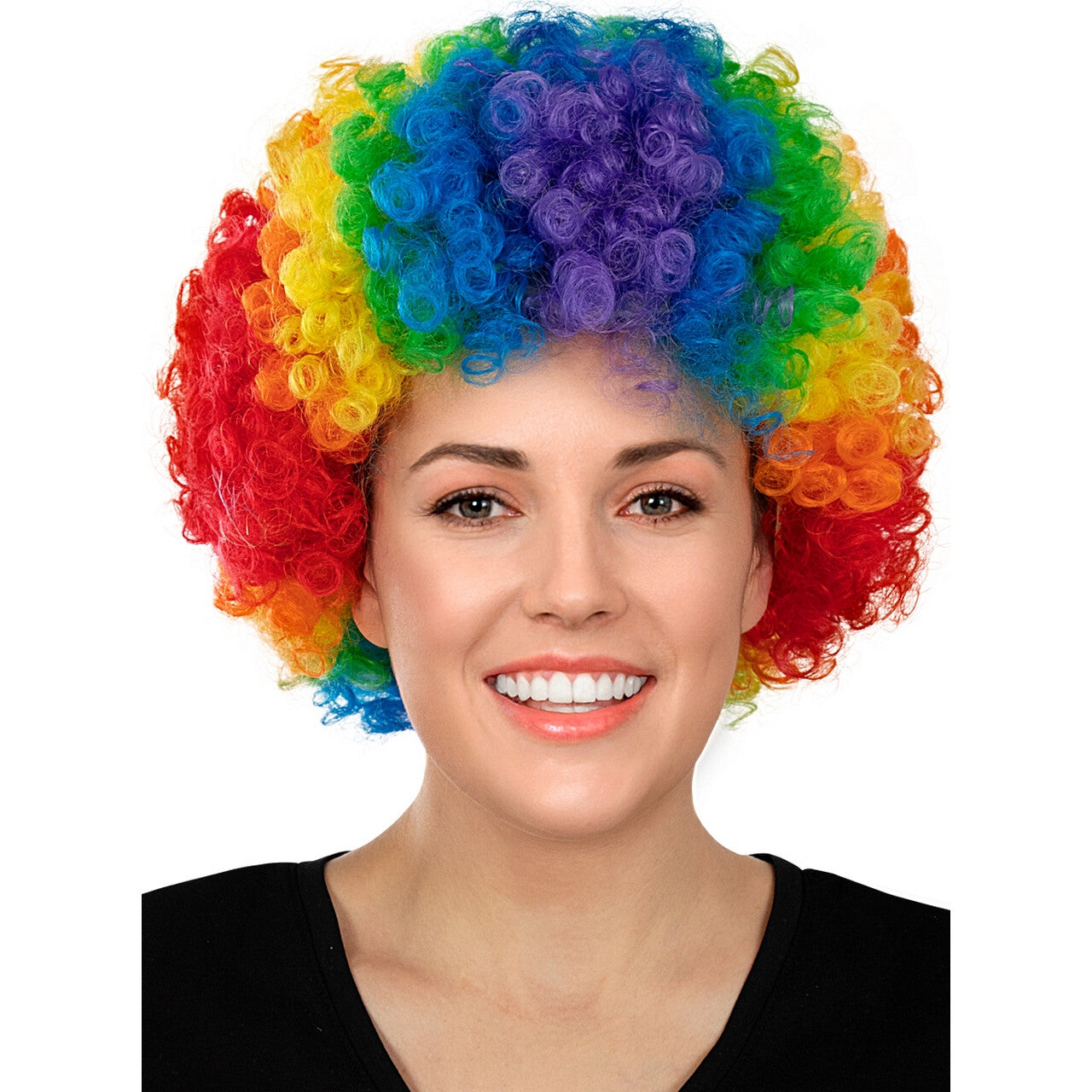 Op deze afbeelding zie je een Accessoires, van het merk Funidelia. Pride Regenboog Afro Krullen Pruik
