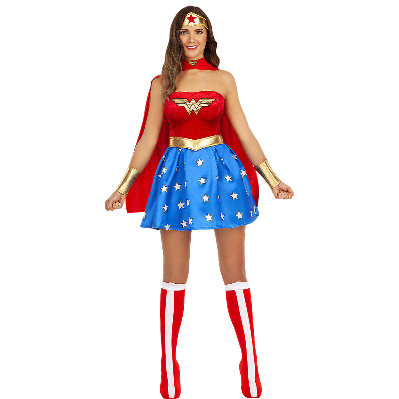 Op deze afbeelding zie je een Kostuums, van het merk Funidelia. Wonderschone Wonderwoman Vrouw Kostuum