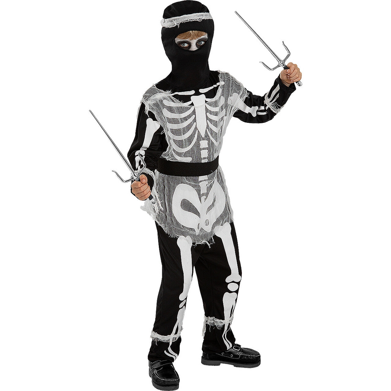 Op deze afbeelding zie je een Kostuums, van het merk Funidelia. Langzame Zombie Ninja Skeletor Kind Kostuum