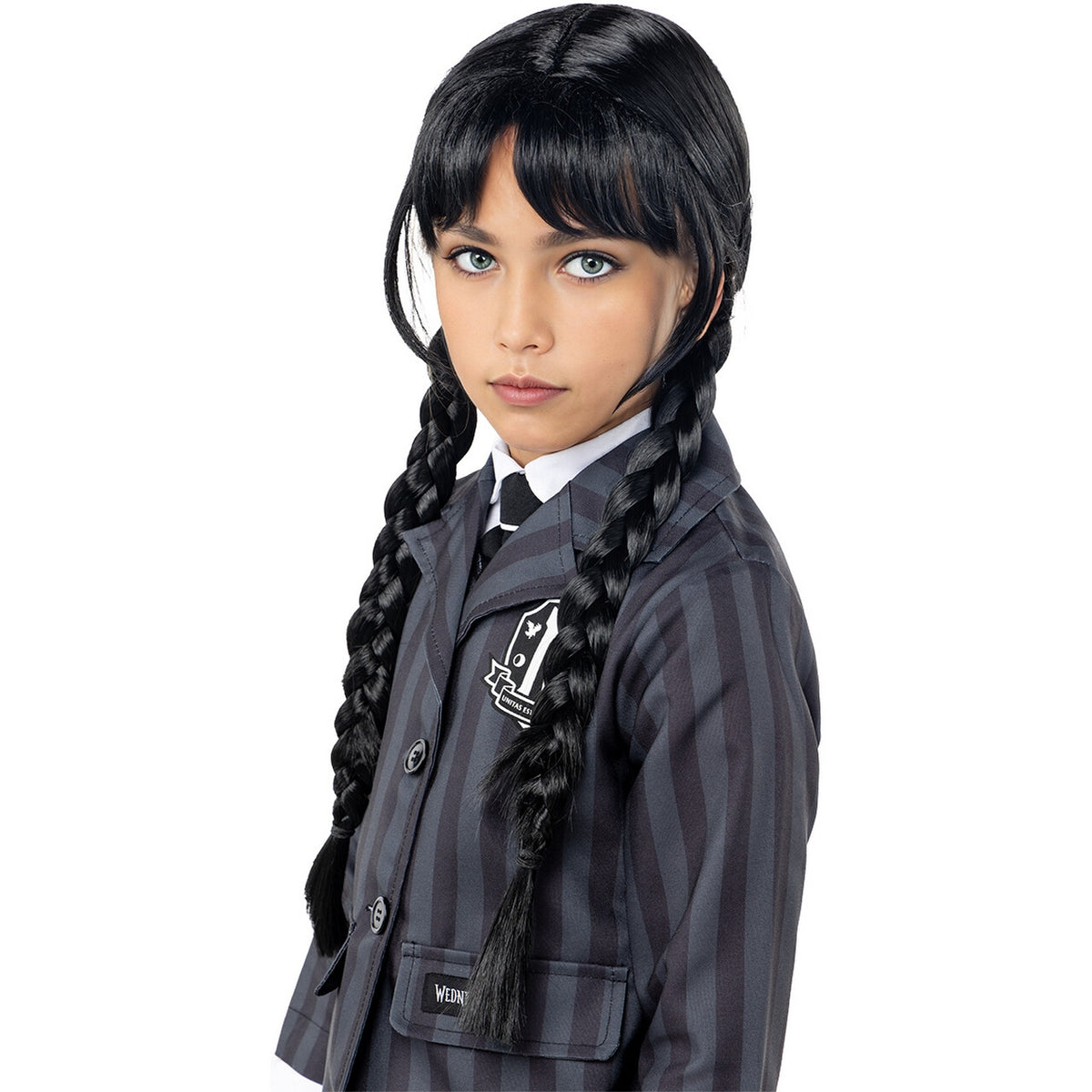 Op deze afbeelding zie je een Accessoires, van het merk Funidelia. Wednesday™ Wig For Girls - Official Netflix™