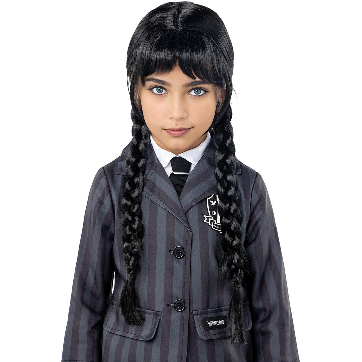 Op deze afbeelding zie je een Accessoires, van het merk Funidelia. Wednesday™ Wig For Girls - Official Netflix™