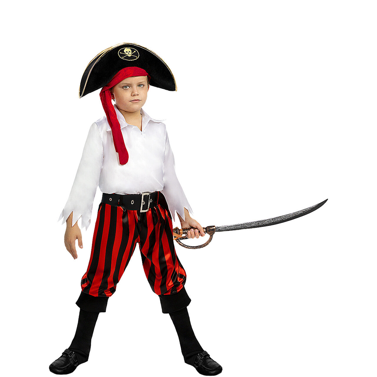 Op deze afbeelding zie je een Kostuums, van het merk Funidelia. Beruchte Piraat Will Een Schat Jongen Kostuum