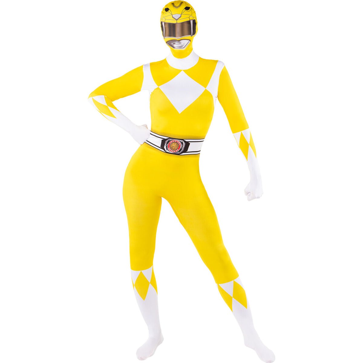 Op deze afbeelding zie je een Kostuums, van het merk Funidelia. Yellow Power Ranger™ - Second Skin Vrouw Kostuum