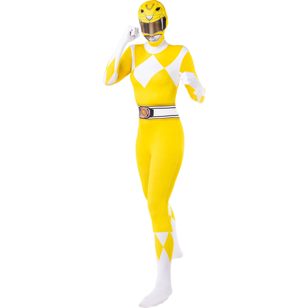 Op deze afbeelding zie je een Kostuums, van het merk Funidelia. Yellow Power Ranger™ - Second Skin Vrouw Kostuum