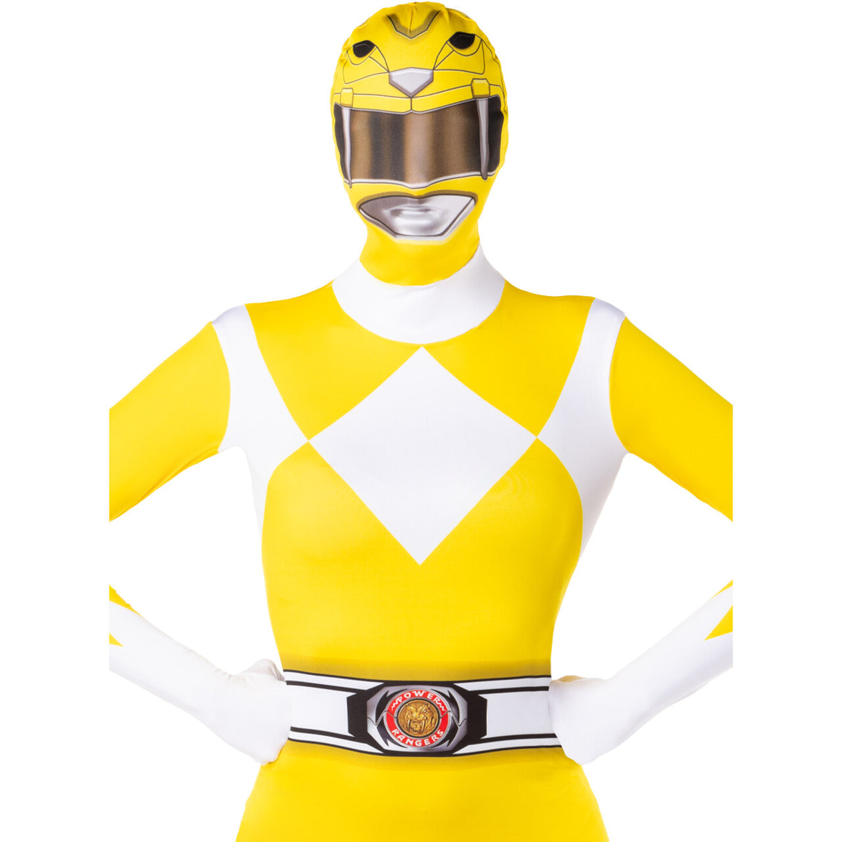 Op deze afbeelding zie je een Kostuums, van het merk Funidelia. Yellow Power Ranger™ - Second Skin Vrouw Kostuum