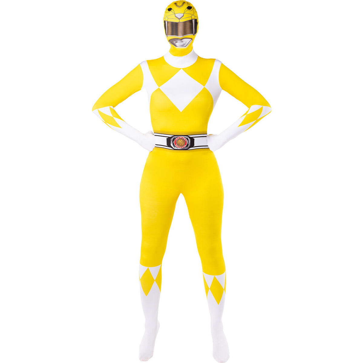 Op deze afbeelding zie je een Kostuums, van het merk Funidelia. Yellow Power Ranger™ - Second Skin Vrouw Kostuum