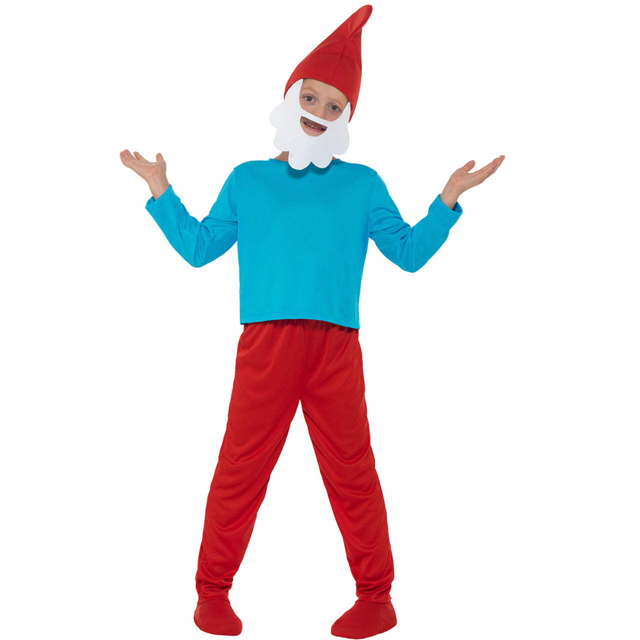 Op deze afbeelding zie je een Kostuums, van het merk Funidelia. Grote Smurf Blauwe Leider Met Staart Jongen Kostuum