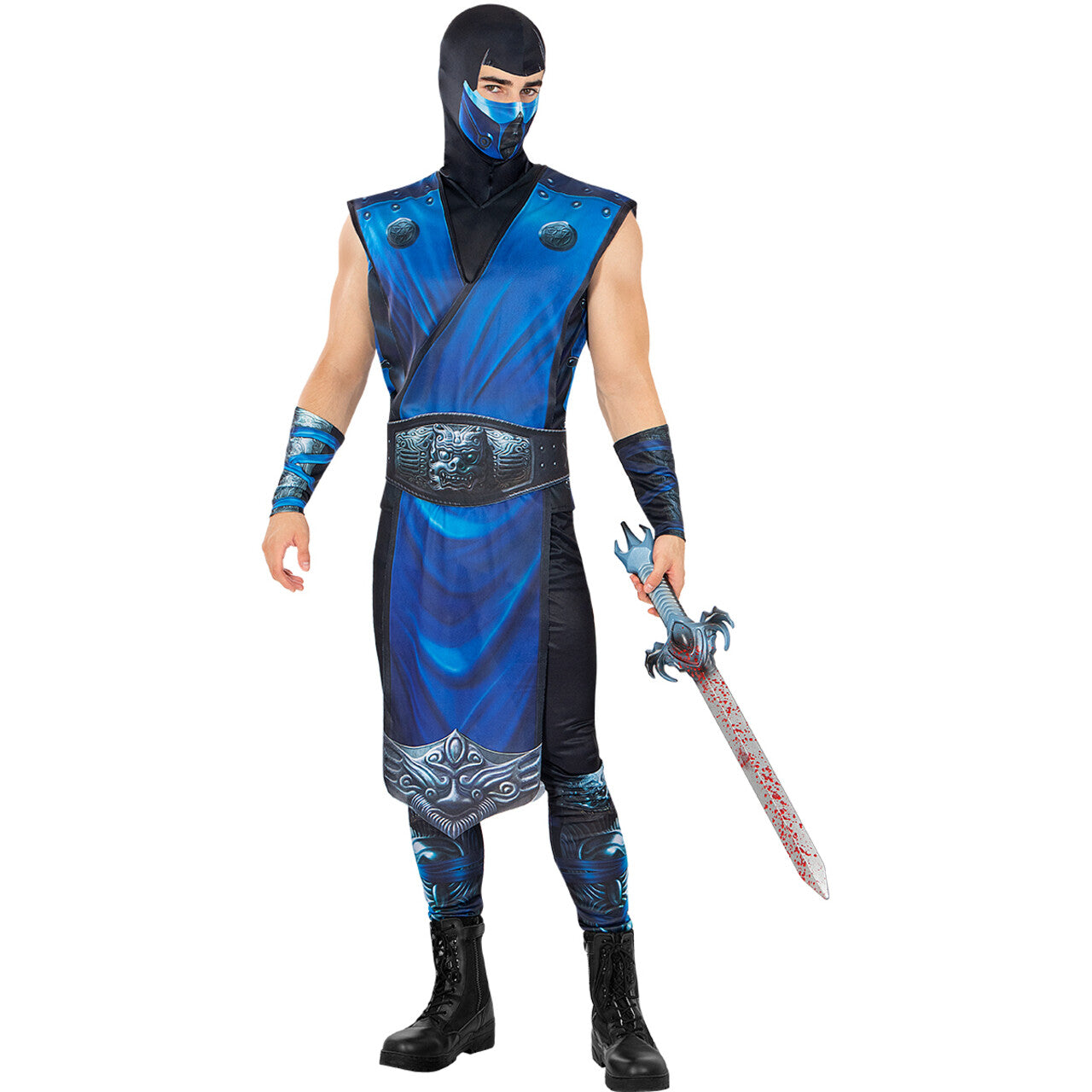 Op deze afbeelding zie je een Kostuums, van het merk Funidelia. Subzero Mortal Kombat Ninja Man Kostuum