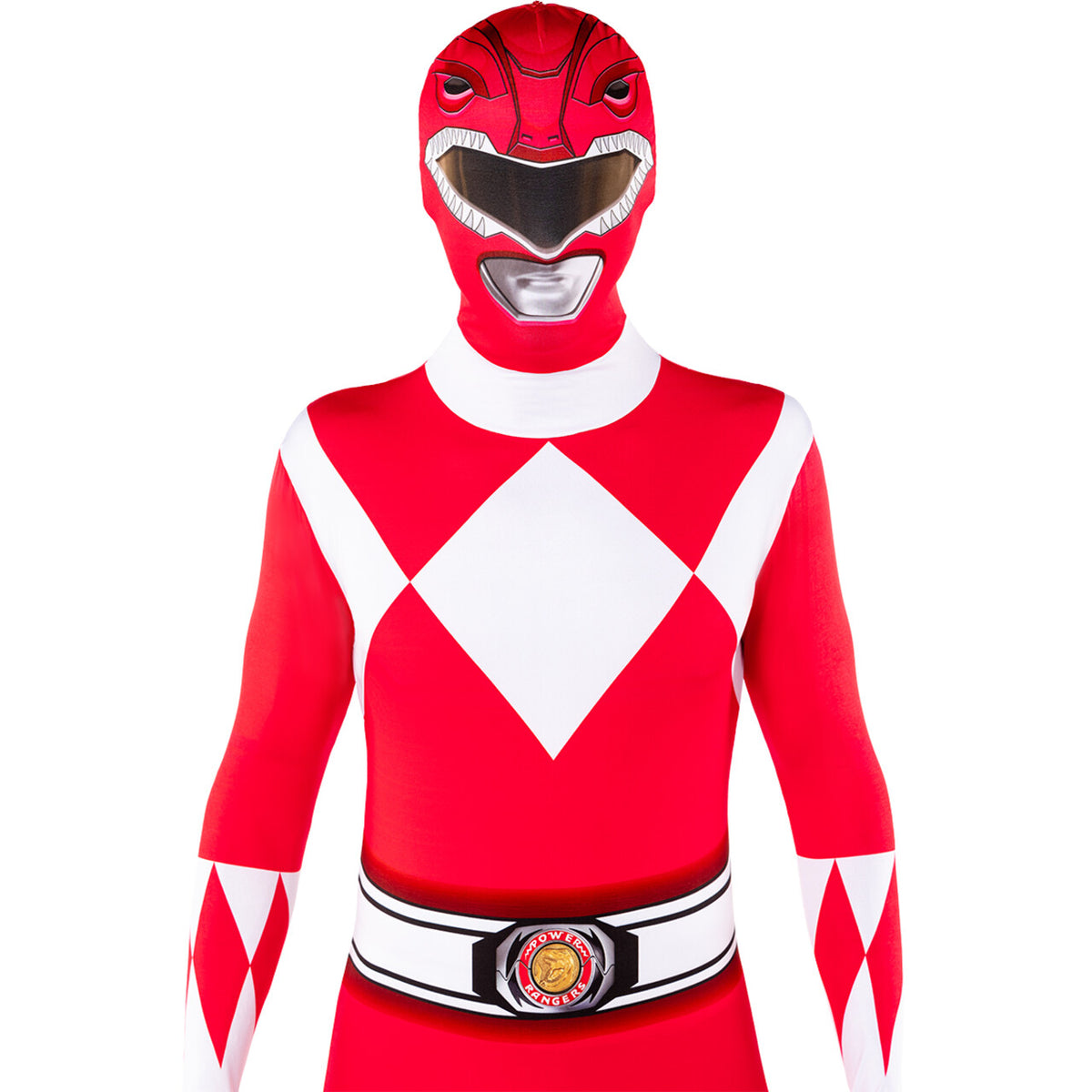 Op deze afbeelding zie je een Kostuums, van het merk Funidelia. Red Power Ranger™ - Second Skin Kostuum