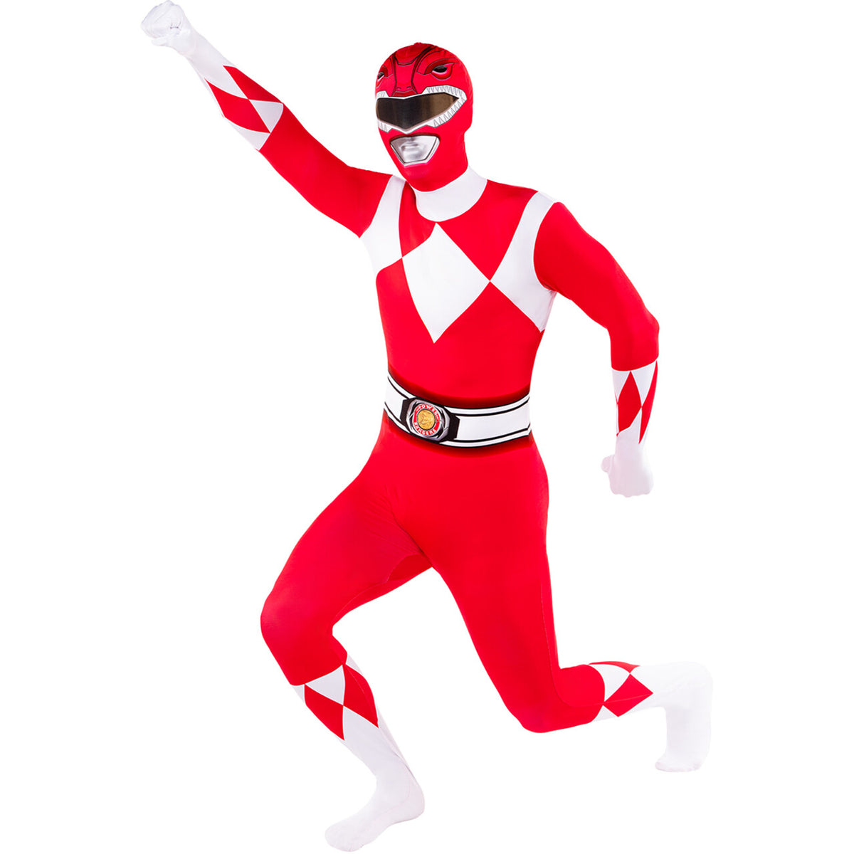Op deze afbeelding zie je een Kostuums, van het merk Funidelia. Red Power Ranger™ - Second Skin Kostuum