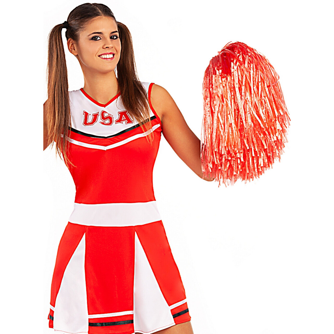 Op deze afbeelding zie je een Accessoires, van het merk Funidelia. Rode Cheerleader Pompon 1 Stuk